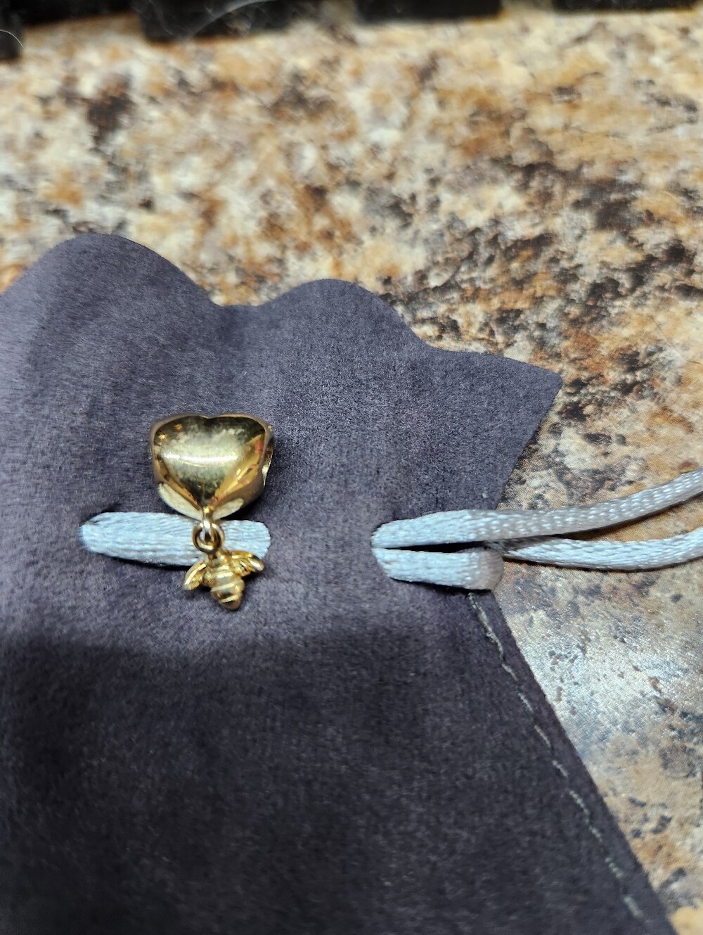 PANDORA- Shine Collection Gold Heart and Bee Charm - Retired